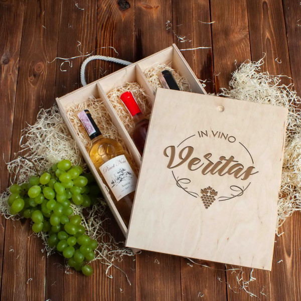 Коробка для вина на три бутылки "In vino veritas", фото 1, цена 800 грн